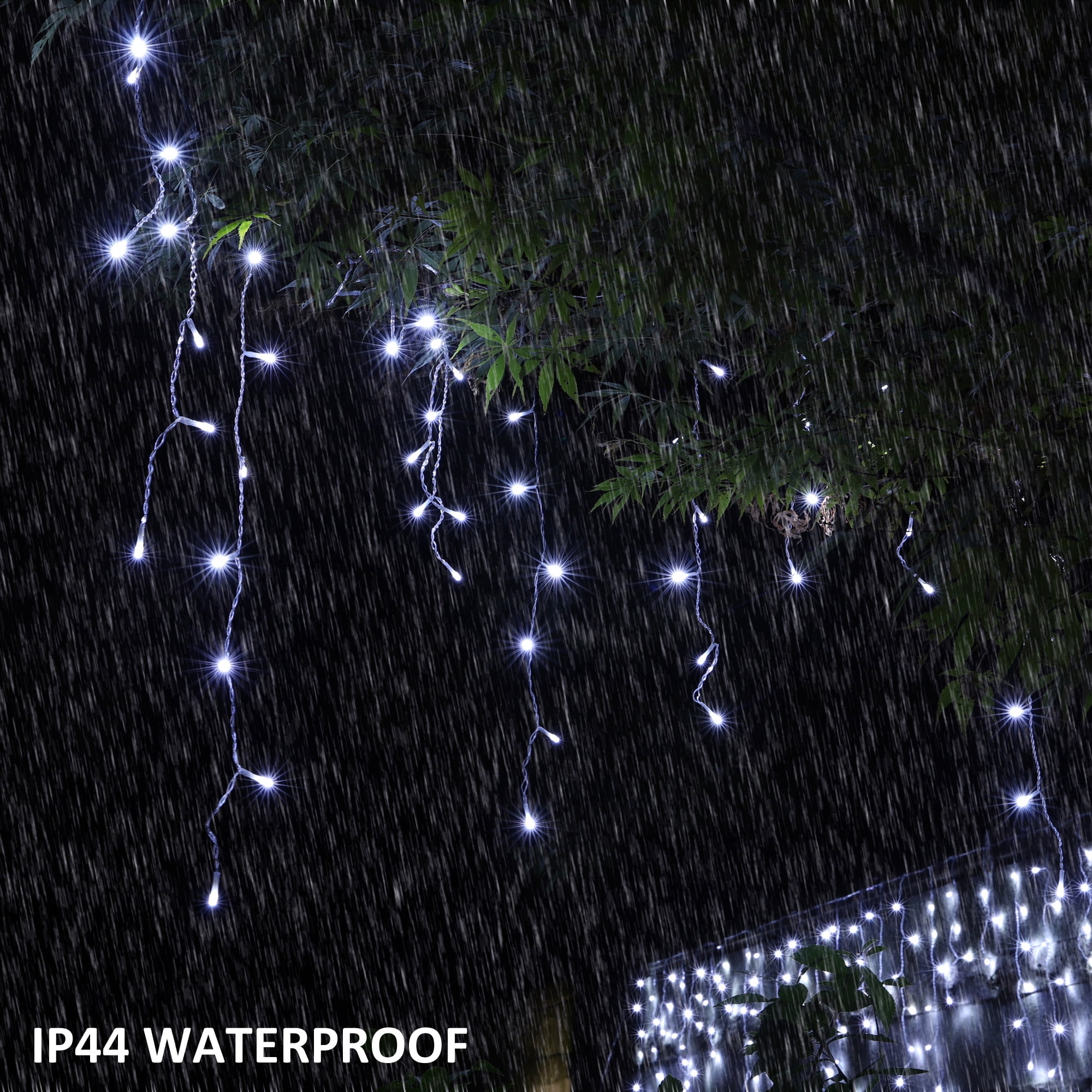 Icicle String Lights Christmas Curtain Light with Timer & Remote Control, 50FT 500 LED, Warm To White Color Changing, Indoor & Outdoor for Wall Eave Gazebo Fence Decoration