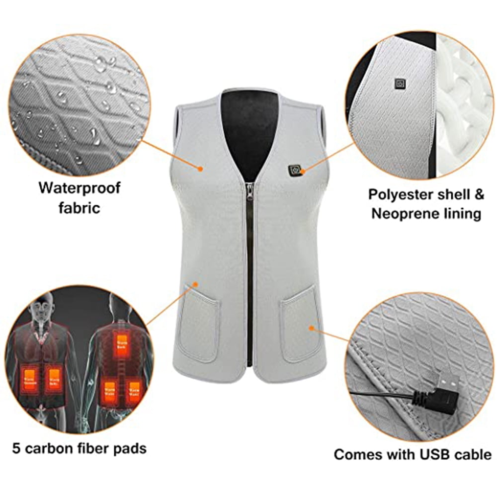 5 Heating Zones Washable, batteries not included USB Charging Mode Super Thermal Protection AiBast Heated Vest Comfortable Materials Heated Clothing With Rapid Heating Outdoor Heated Vest