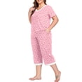 thumbnail image 5 of Cueply Women Plus Size Pajamas Set Short Sleeve Pjs Sleepwear Loungewear Nightwear with Pockets, 5 of 8