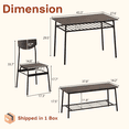 thumbnail image 3 of Ktaxon Mid-Century Modern Dining Room Set for 6, Rectangle Kitchen Table Set with 4 Chairs and 1 Bench, Dining Table for 6 with Storage, Retro Brown, 3 of 9