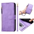 thumbnail image 2 of Zipper Wallet Case for iPhone 17 Pro Max with Card Slots & Wrist Strap, Flip Cover Stand Purple, 2 of 5