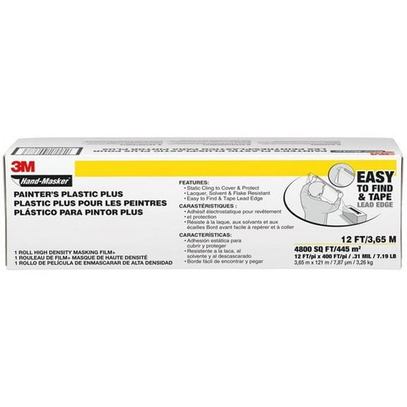 4-Rolls of 12’ x 400’ 3M MFB-12 Hand-Masker High Density Painter’s Plastic Plus