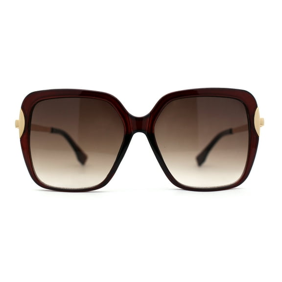 Womens Oversize 90s Designer Fashion Butterfly Plastic Sunglasses Brown Gold