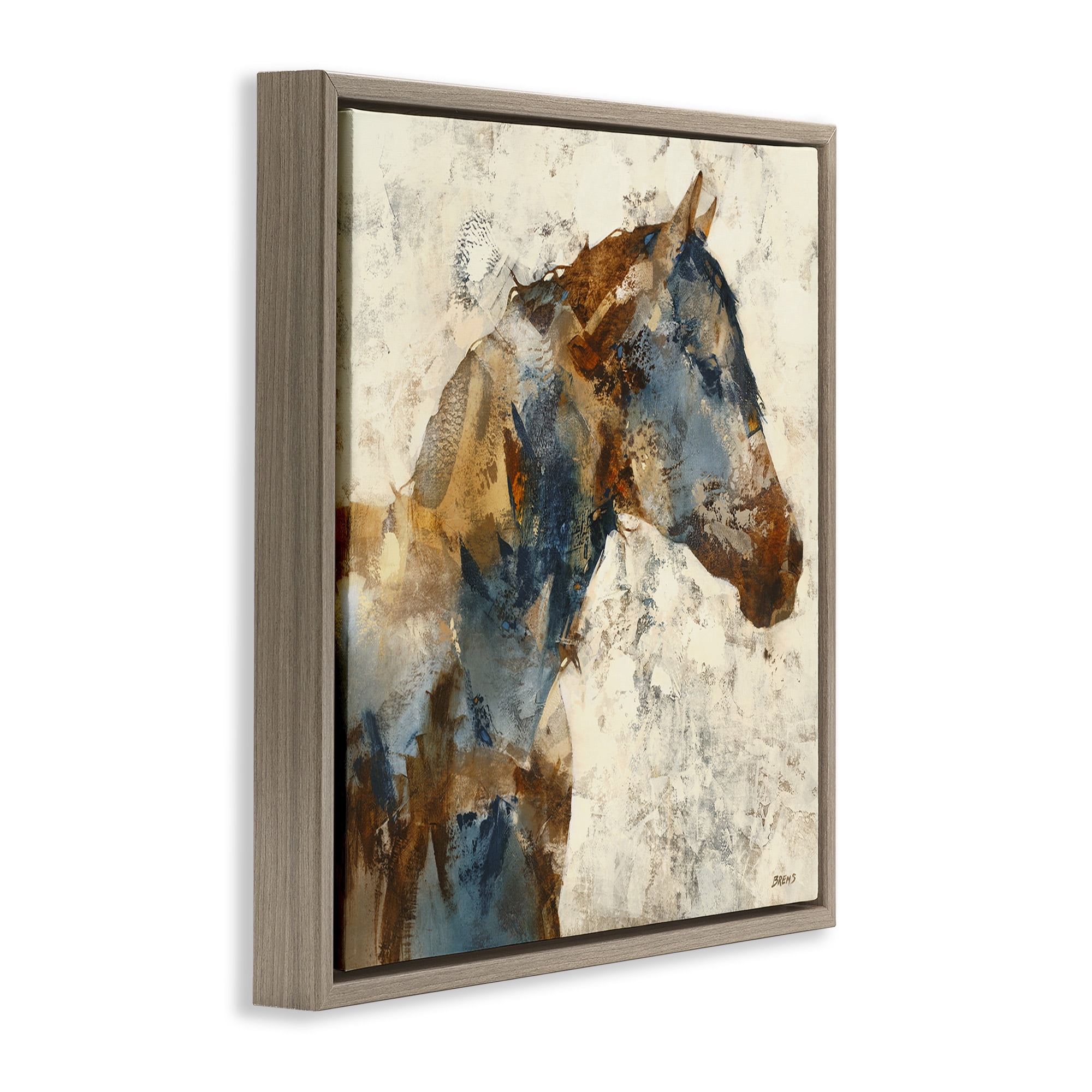 Stupell Industries Earthy Abstract Layered Horse Animals & Insects Painting Brown Floater Framed Canvas Art Print Wall Art, 25 x 25