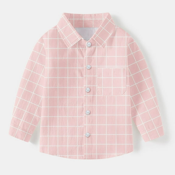 HOMADLES Boys Long Sleeve Shirts School Uniform Button Down Dress Shirt Campus Style, Uniform Shirt Pink 4 T