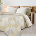 thumbnail image 2 of LR Home Cotton Cottage Beige Neutral Kantha Coverlet -&nbsp;Queen Size ( 96 in. x 92 in. ), 2 of 6