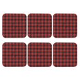 thumbnail image 2 of Pofeuu Red Black Plaid Print Leather Coasters Set of 6, Round Cups Mugs Mat Pad for Home Kitchen Heat Resistant Drink Coasters,Square, 2 of 7