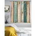 thumbnail image 2 of Farmhouse Teal Brown Sheer Curtains 72 Inch Length 2 Panels Set, Vintage Retro Ombre Wooden Voile Window Treatment Rod Pocket Curtains Sheers Drapes for Bedroom/Living Room/Kitchen 52"x72"x2, 2 of 7
