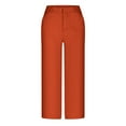 thumbnail image 5 of Olyvenn Capri Pants for Women Summer Casual Wide Leg Capris Stretch High Waisted Crop Yoga Dress Pants with Pockets Orange M, 5 of 5