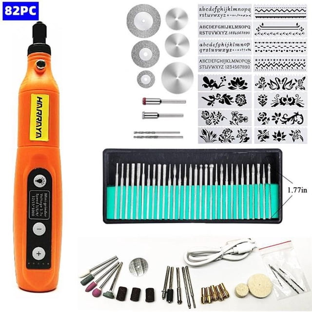 de herramientas rotativas para molinillo de taladro Mini para modelado de manualidades Holbby pulido limpieza grabado USB recargable 82PC DYNWAVEMX tallador rotatorio eléctrico