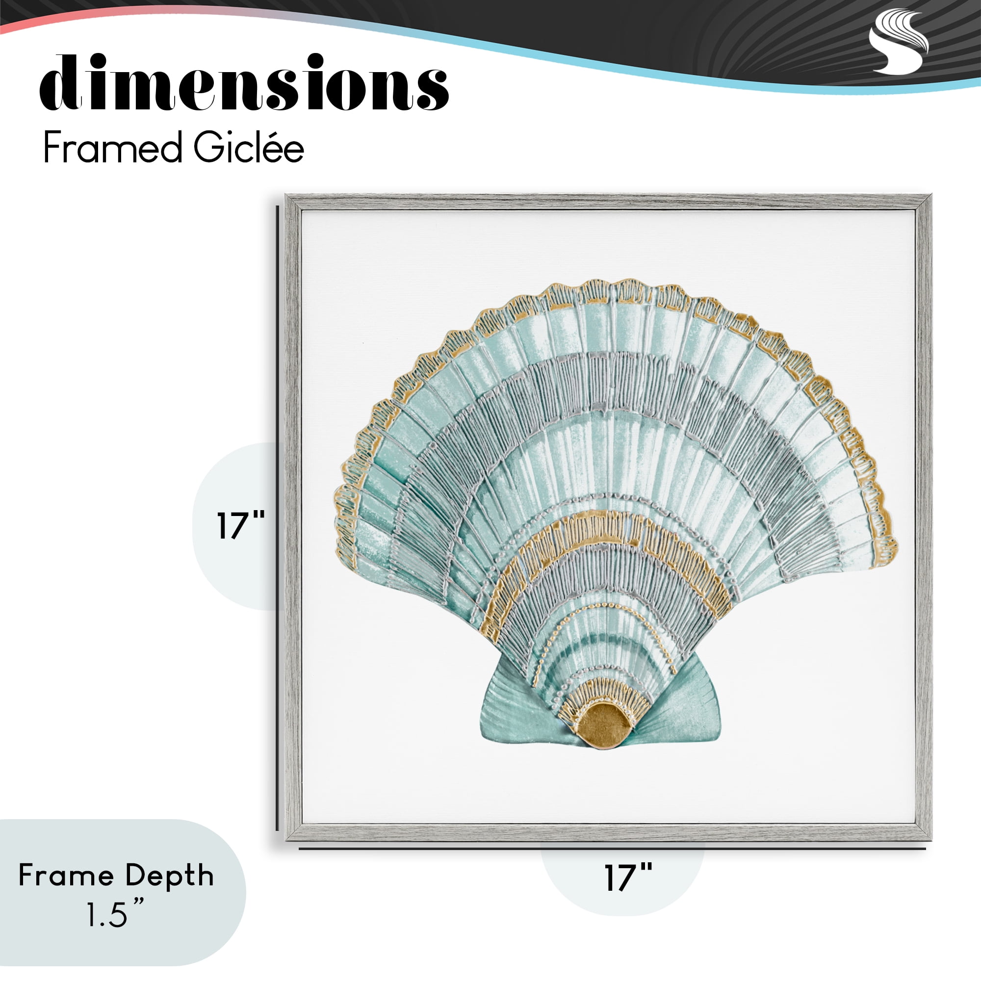 Stupell Industries Regal Shells Scallop Gray Framed Giclee Art, design by Lorenzo Collective