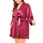 Julymona Womens Plus Size Silk Nightgown Bath Robe Lingerie Sleepwear Nightwear