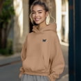 thumbnail image 3 of Dalix Butterfly Embroidery Relaxed Hoodie Soft Fleece Sweatshirt Fit Lounge Womens in Camel L Large, 3 of 5