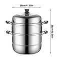 thumbnail image 4 of Stainless Steel Steamer, 3 Tier Cooking Steam Pot with Lid and Handle, Multipurpose Cookware Kitchen Food Steam Cooking Pan for Vegetables, Dumplings, Stocks, Sauces - 11 Inch, Silver, 4 of 8