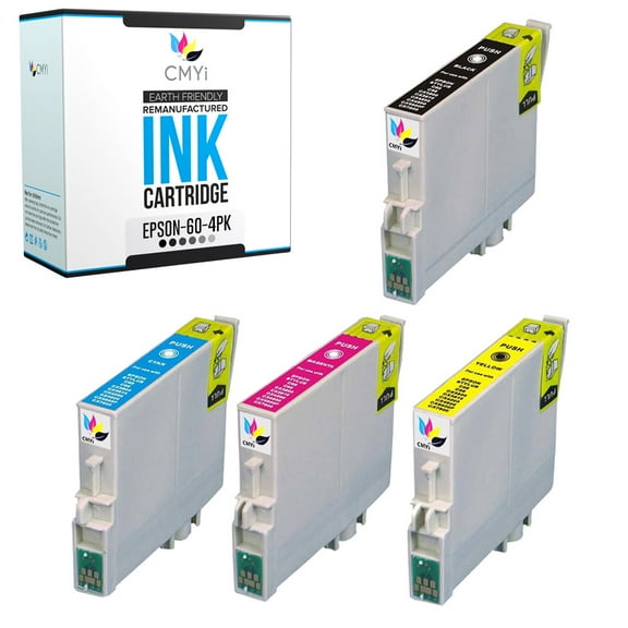 CMYi 60 Combo Pack of 4 Ink Cartridges compatible for Epson 60 - Stylus CX3800, CX3810, CX4200, CX4800, CX5800, CX5800F, CX7800, DX3800, DX4800, D68P, D88, D88  (1 Black, 1 Cyan, 1 Magenta, 1 Yellow)