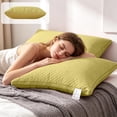 thumbnail image 3 of Tarmeek PP Cotton Pillow Insert for Sleeping, 650g Low Profile Quilted Pillow with Yellow Cover, Soft and Supportive Bed Pillow for Side and Back Sleepers, 29x19 Inch, 3 of 6