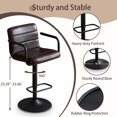 thumbnail image 5 of Bar Stools Set of 2, PU Leather Adjustable Height 360° Swivel Barstools with Backrest and Armrests, Counter Height Bar Chairs for Kitchen Island, Bar, Dining Room, Dark Brown, 5 of 13