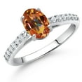 thumbnail image 2 of Gem Stone King 10K White Gold Ecstasy Mystic Topaz and White Lab Grown Diamond Engagement Ring for Women (1.68 Cttw, Oval 8X6MM, Gemstone Birthstone, Size 6), 2 of 4