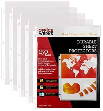 Clear Sheet Protectors, 8.5' x 11', 150 Pack, Durable, Top Load,Reinforced Holes, Acid-Free/Archival Safe