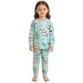 thumbnail image 4 of CAIVO Child Girls Long Sleeve Cute Cartoon Bunny Cat Print Sleep O-Neck Tops With Pants For Kids Home Outfit Sets Relaxed Fit Clothing Sets, 4 of 5