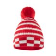 thumbnail image 1 of Gorro tejido con bolas de piel para mujer Gorro cálido a rayas de otoño e invierno (rojo), 1 of 3