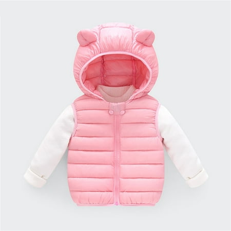 

TOWED22 Toddler Boy Winter Coat Toddler Baby Fleece Lined Jacket with Cute Ear Hood Panda Print Sherpa Warm Coat Kids Cozy Outwear Pink