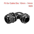 thumbnail image 2 of Conector de cable M25, junta de nylon ajustable a prueba de agua IP68 de 90 grados para cable de 10 mm a 14 mm de diámetro, 2 piezas, 2 of 4