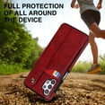 thumbnail image 5 of Dteck for Samsung Galaxy A32 5G Slim Case, Shockproof Premium PU Leather Soft TPU Business Cover with Wrist Strap Kickstand Flip Stand Protection Case, red, 5 of 7