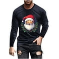 thumbnail image 3 of UVEASISHA Rabais de 50 % Offres Aujourd'hui T-Shirts de Noël pour Hommes Manches Longues Col Rond T-Shirts Grande Taille Imprimé Père Noël T-Shirts Graphiques Amusants pour Hommes Cadeaux de Noël Mode T-Shirt Hipster Hauts Bleu Marine 5TG, 3 of 6