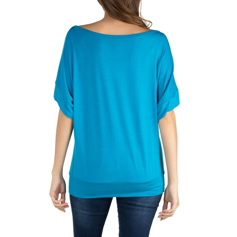 24/7 Comfort Apparel Women's Loose Fit Dolman Top with Wide Sleeves