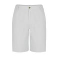 thumbnail image 5 of AHTJRT Men's Linen Casual Shorts Button Business Casual Suit Shorts with Pockets White 2XL, 5 of 6