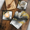 thumbnail image 5 of Black White and Gold Marble Kitchen Oven Mitt and Pot Holder Sets 4 Pcs for Baking, Cooking and Grilling, Heat Resistant Up To 392 °F, 5 of 7