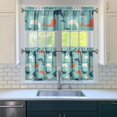 thumbnail image 3 of Kitchen Curtains 24 Inch Short - 3 Panel Set, Shark Whale Dolphin Ocean Theme, Rod Pocket Window Curtain, 100% Polyester for Nautical Farmhouse Kitchen, Easy Wash, 3 of 6