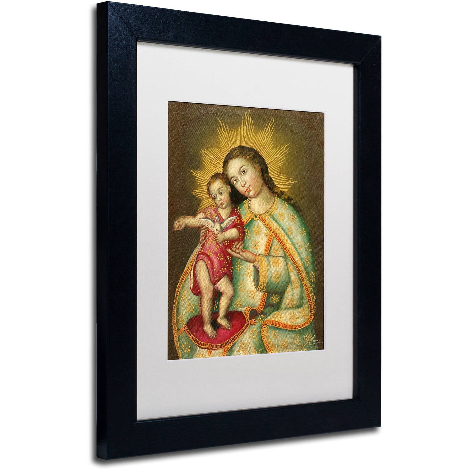 Trademark Fine Art "The Virgin and Son II" Canvas Art by Masters Fine Art, White Matte, Black Frame