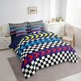 thumbnail image 3 of Homewish Boys Girls Geometric Plaid Bedding Comforter Set 7-Piece,Racing Car Theme King Bedding Sets,Extreme Sport Ultra Soft Bed Sheets,Lightweight Room Decor,Reversible, 3 of 8