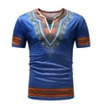 thumbnail image 1 of Birdeem T-Shirt à Manches Courtes Col en V Imprimé Style Ethnique Décontracté pour Hommes, 1 of 1