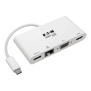 Tripp Lite USB C 4K Docking Station Adapter HDMI VGA Gbe USB-A White