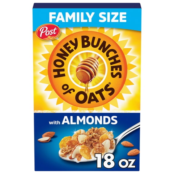 Honey Bunches of Oats with Almonds, Almond Breakfast Cereal, Family Size 18 oz Box