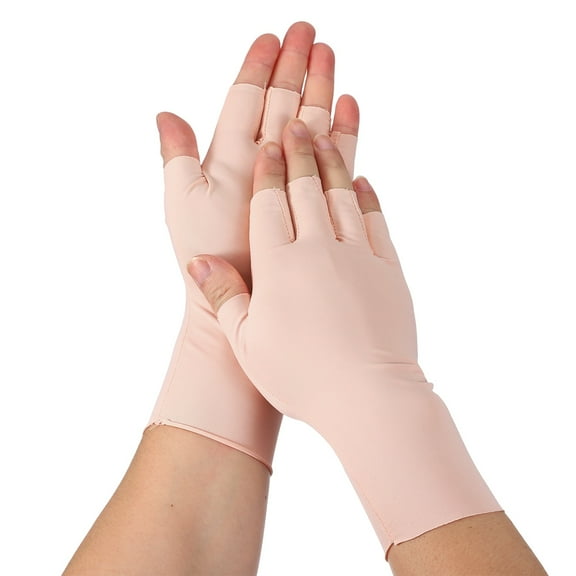 Uxcell Sun Protection Gloves, Half Finger Summer Hand Protection Gloves Breathable Touchscreen Fingerless Mittens, Pink & Nylon Ice Silk