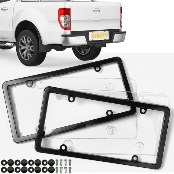 2X Clear License Plate Tag Frame Covers Bubble Shields Protector for Car-Truck