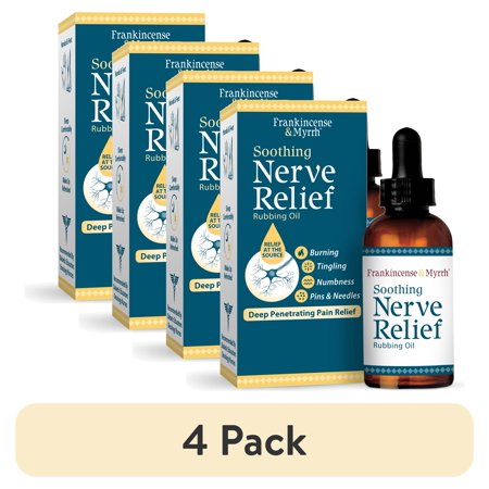 (4 pack) Frankincense & Myrrh Soothing Nerve Pain Relief Rubbing Oil, 2 fl oz