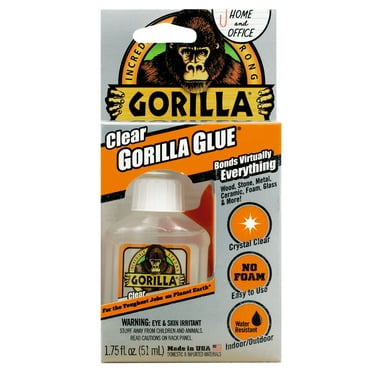 Gorilla Glue Clear Liquid Polyurethane Glue 1.75 Ounce Bottle, full cure in 24 hours