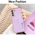 thumbnail image 4 of Designed for Samsung Galaxy S21 FE 6.4" Luxury Case for Women Girls,Soft Silicone Plating Bumper Wristband Holder Case Slim Anti-Scratch Shockproof Love Heart Cute Case(Elegant Purple), 4 of 14