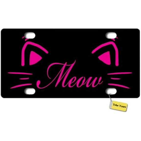 License Plate Cat Meow Lovely Pet Printed Auto Car Front Tag Metal License Plate 6"x12"