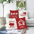 thumbnail image 2 of Christmas Pillow Covers 18x18 Inch Set of 4 Nativity Religious Throw Pillow Covers Red And White Christmas Xmas Winter Pillowcase Home Decor Living Room House Decorative Cushion Case for Sofa Couch, 2 of 6