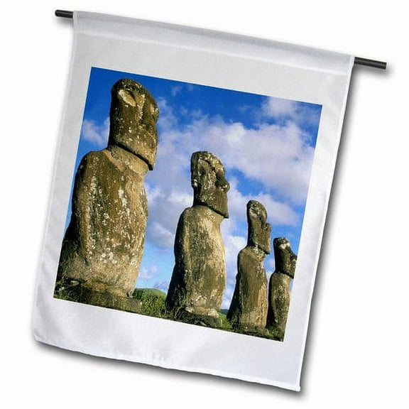 3dRose, Chile, Easter Island, Ahu Akivi, moai statues - SA05 KSC0018 - Kevin Schafer, 12 x 18 inch Garden Flag