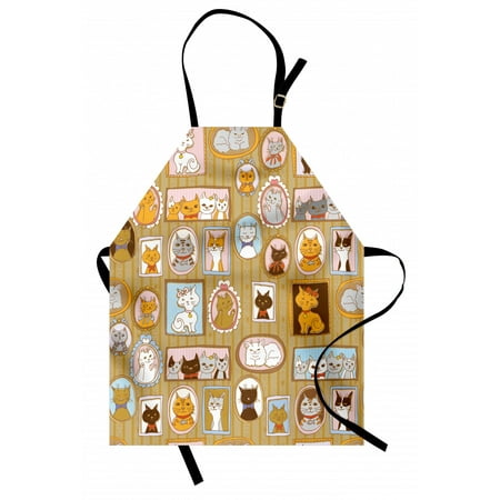 

Cat Apron Family Tree of A Kitty with Portraits Domestic Feline Characters Gallery Humor Design Unisex Kitchen Bib Apron with Adjustable Neck for Cooking Baking Gardening Multicolor by Ambesonne