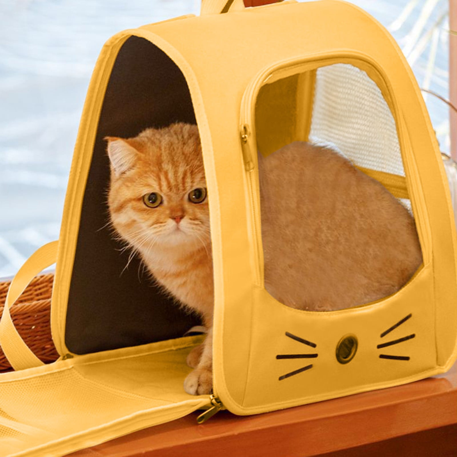 AUHomi Cat Backpack Carrier, Dog Carrier Backpack for Hiking, Travelling, Camping, Portable Pet Backpack, Ideal for Small Animals & Puppies (13.7" * 9.8" * 13.7", Yellow)