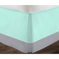 thumbnail image 3 of D.N.G. BEDDINGS 1 Piece Split Corner Two Tone Tailored Bed Skirt, Olympic Queen Size 6 Inch Deep Pocket, 800 Thread Count, 100% Egyptian Cotton, Solid Aqua Blue/Silver Color., 3 of 3
