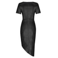 thumbnail image 6 of Womens Glitter Shiny Wrap Dress Short Sleeve V Neck Sparkly Evening Party Wedding Guest Gowns Sexy Clubwear (3X-Large, Black), 6 of 6
